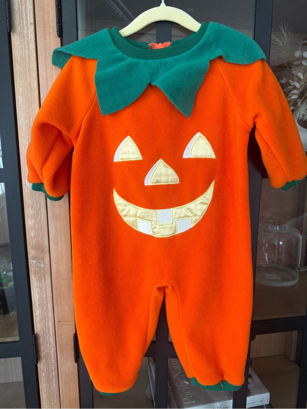 Vintage pumpkin costume Jack-O-Lantern jumpsuit coverall baby unisex halloween